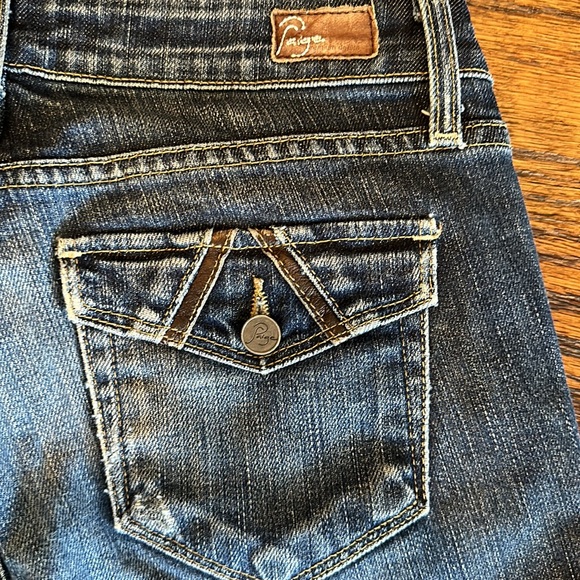 Paige Premium Fair Fax Leather Trim boot cut jeans Size 26 - Picture 6 of 7